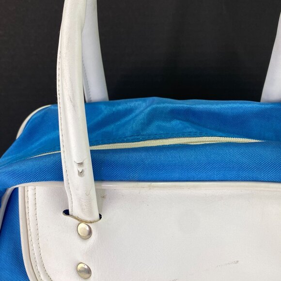 Vintage Speedo Footed Gym Travel Zip Bag Blue and White - Picture 10 of 15
